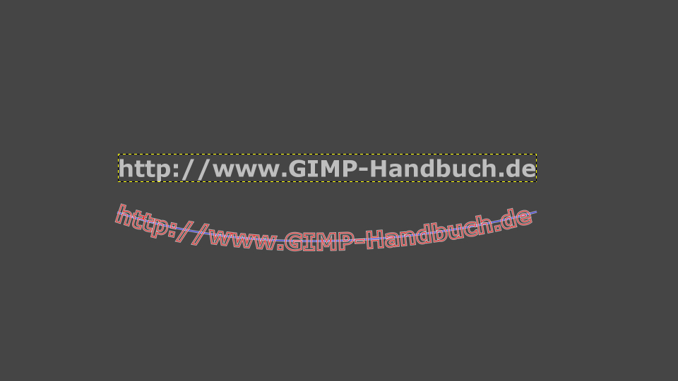GIMP Text an Pfad ausrichten erzeugt einen neuen Pfad Text an Pfad ausgerichtet