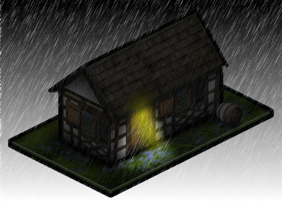 Altes Bauernhaus es regnet Nachts