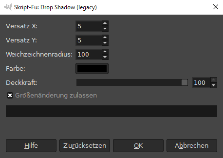 GIMP Dialog Schatten Drop Shadow