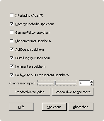 GIMP-Dialog Speichern als PNG
