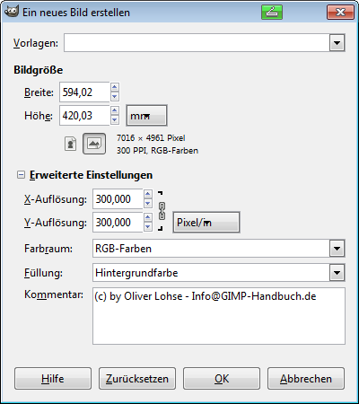 Pixelwerte für A2 bei 300dpi ermitteln