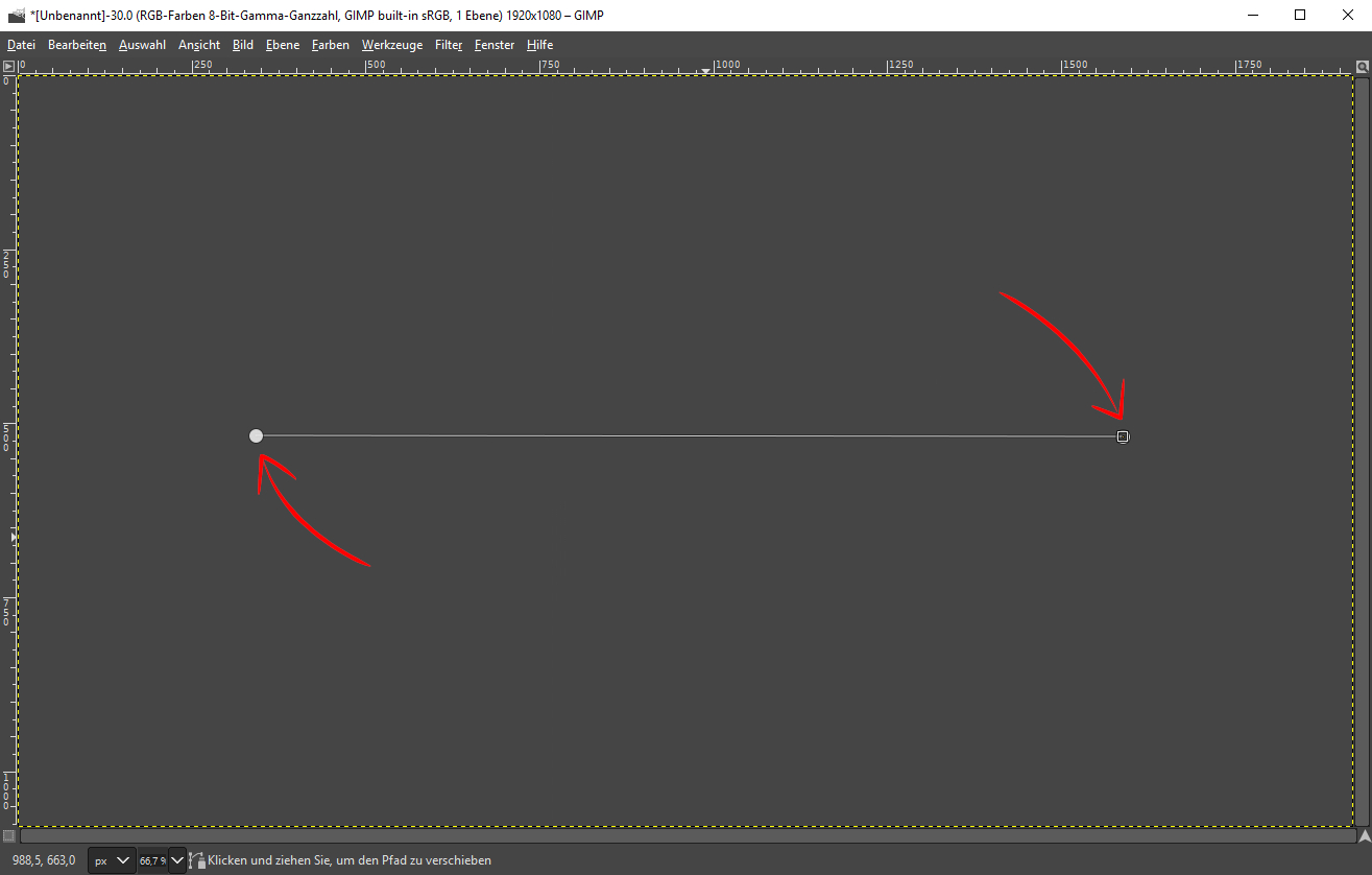GIMP Pfad mit zwei Knoten