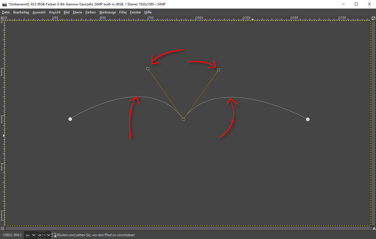 GIMP Pfad in Kurve