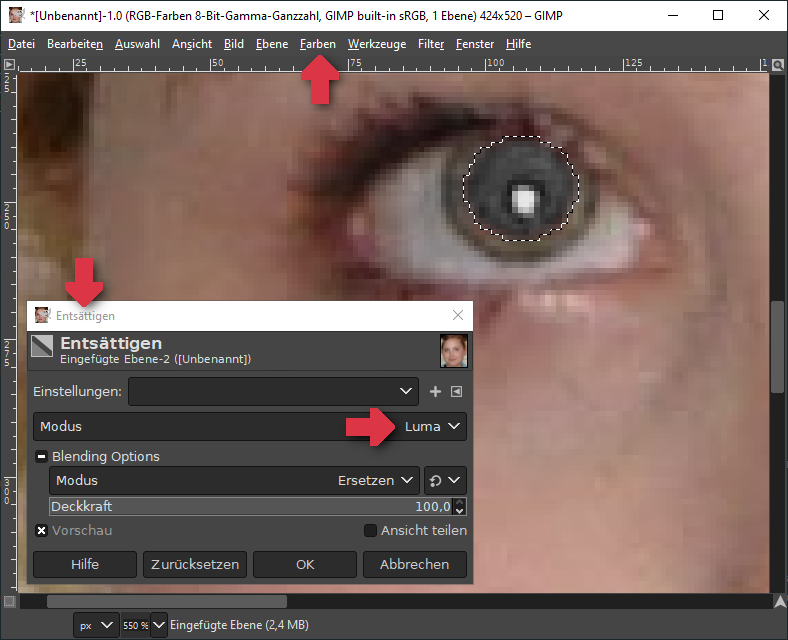 Entsättigen um natürliche Reflexionen zu erhalten