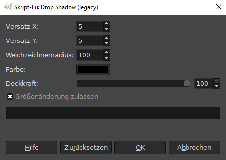 GIMP Filter Drop Shadow