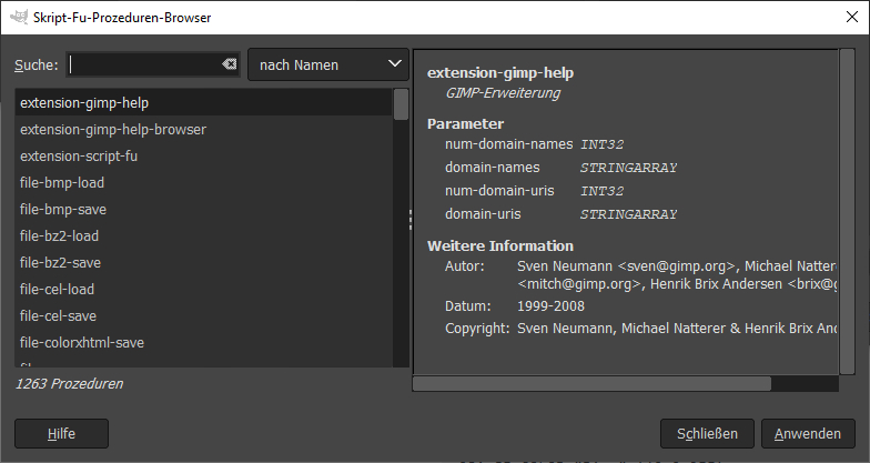 Script FU Prozedurenbrowser