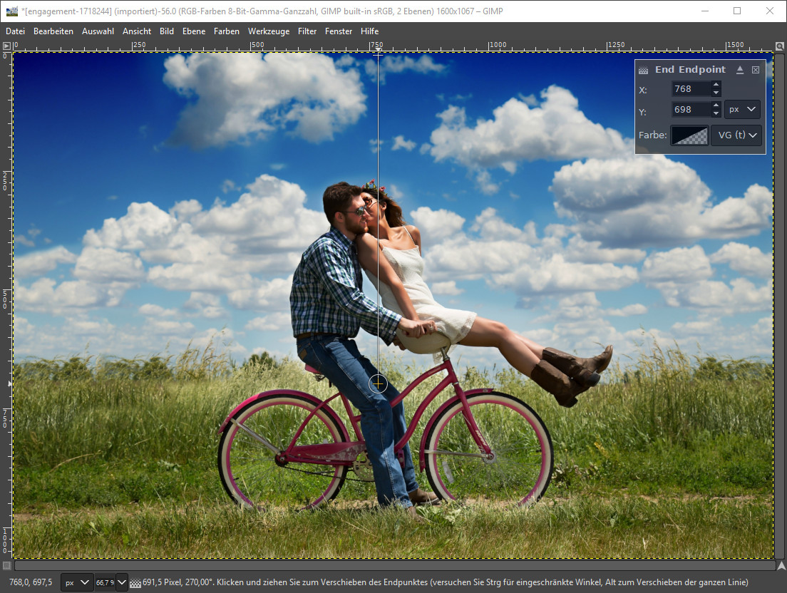 GIMP Paar mit Ebene und Farbverlauf